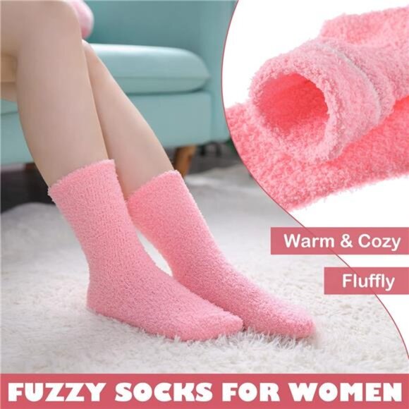 Womens Fuzzy Socks Cozy Fluffy Winter Warm Slipper Socks Microfiber SleepingSock - Picture 11 of 14